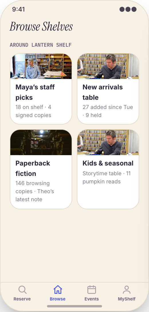 Independent Bookstore prototype showing Reserve before the cutoff