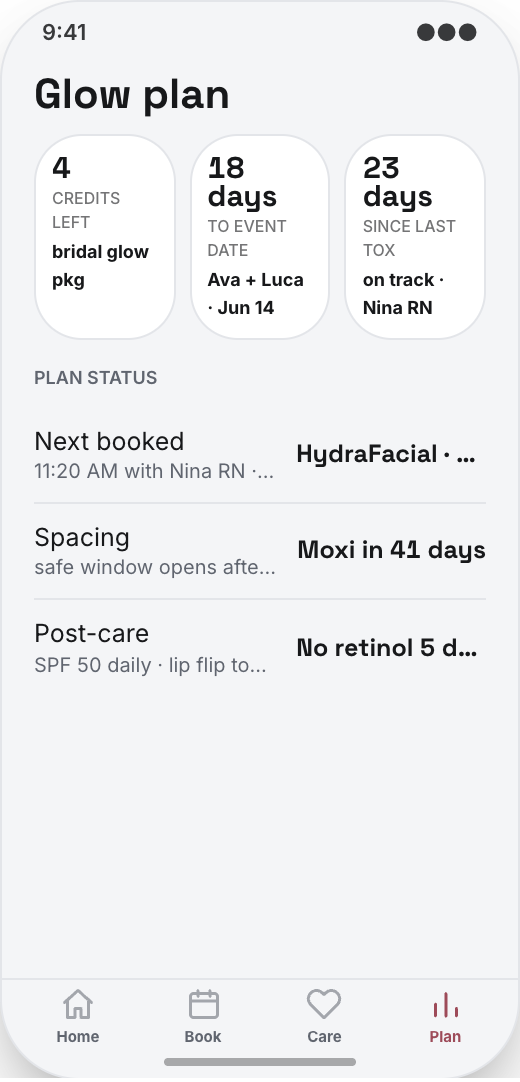 Medical Spa prototype screen showing Pre-Visit Intake