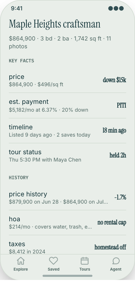 Real Estate Agency prototype screen showing Agent Chat