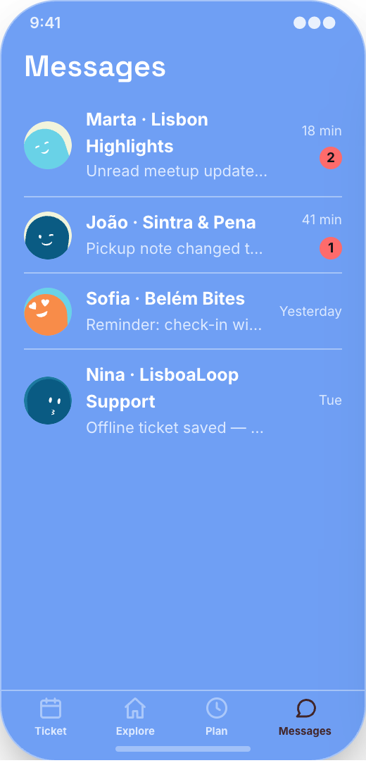 Lisbon Tour Operator prototype screen showing What's included on every tour